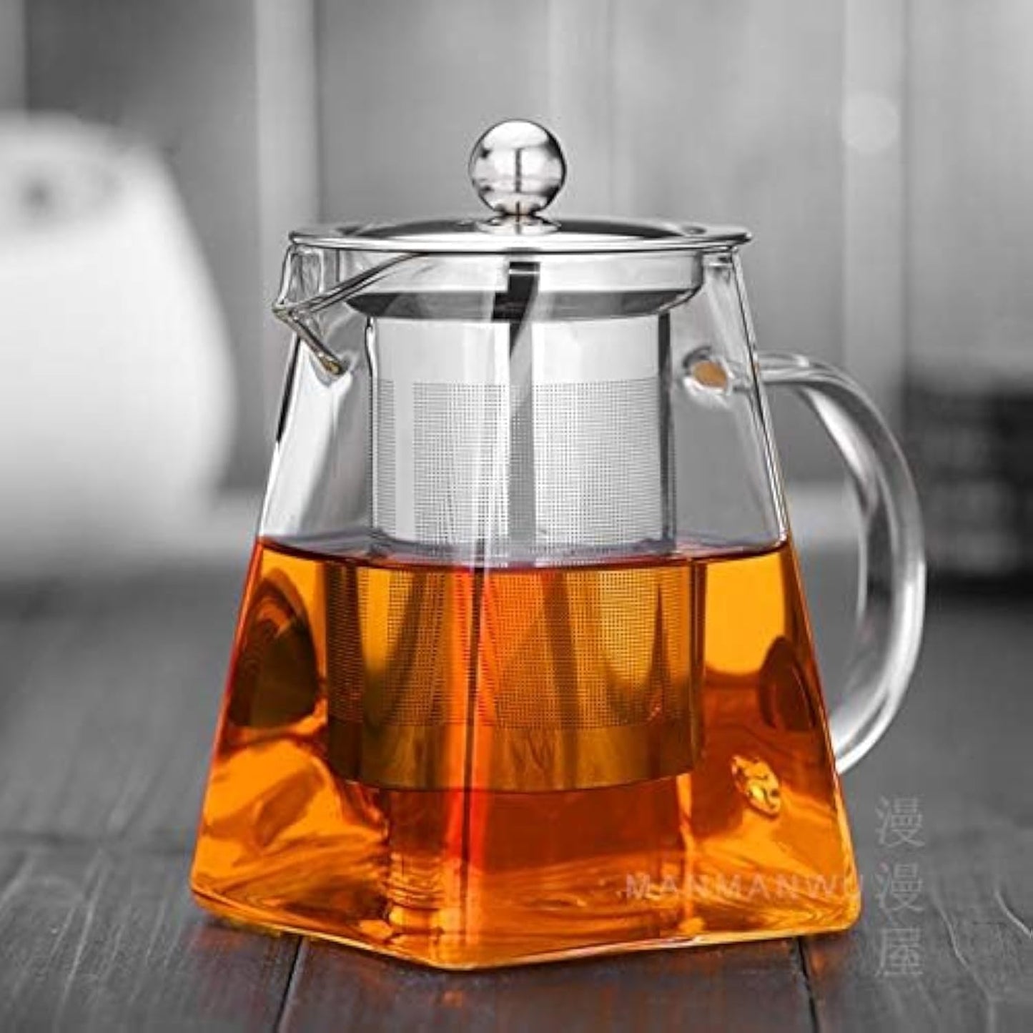 NixTiL Hofu Small Clear High Borosilicate Glass Tea Pot with Removable 304 Stainless Steel Infuser, Heat Resistant Loose Leaf Teapot,Stovetop Safe (550ML)