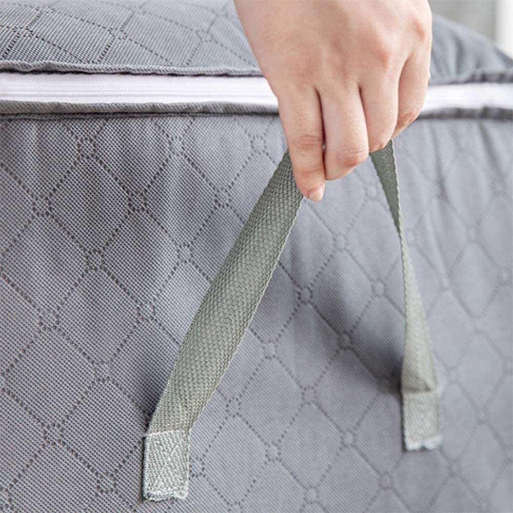2 Pcs Storage Bag Foldable,Foldable Clothes Storage Bags,Collapsible Storage Bag Organizers,Space Saver Bags,Space Saves Clothes Foldable Clothes Storage Bags for Clothes (Horizontal Style- Grey)