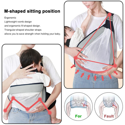 Adjustable Baby Holder Carrier, Comfortable and Breathable Mesh Fabric, Ideal for Newborns and Infants, Grey, 12.7 x 5.08 x 2.54 cm