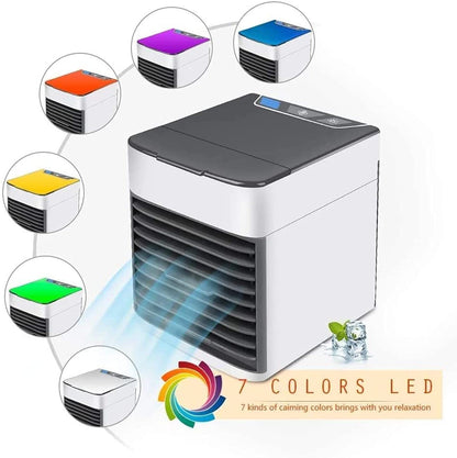 VVLXRIC Quiet Portable Air Conditioner – 7 Colours LED Lights Portable Air Conditioner – 3 Adjustable Speeds Fan for Car, Family Travel Office