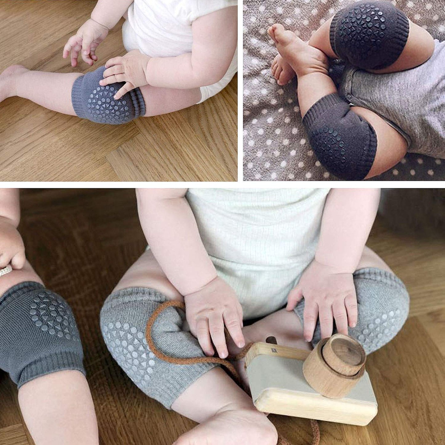 WolinTek 5 Pairs of Knee Pads Baby Crawling Knee Pads with Rubber Dots Non-Slip Elastic for Baby Crawling Aid Knee Pads 0-24 Months, multicoloured, Einheitsgröße