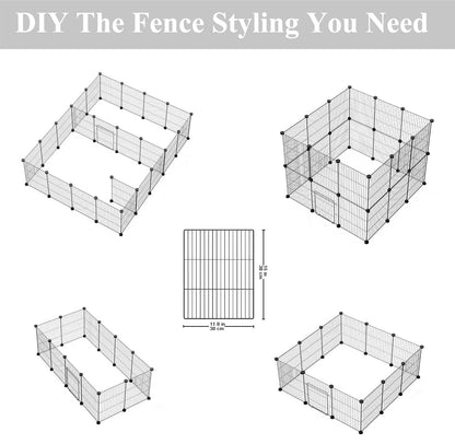 LURIVA Pet Playpen, Small Animal Cage, Pet Play Pen, Indoor Portable Metal Wire Yard Pet Fence for Small Animals, Guinea Pig, Rabbit Pen Kennel Crate Fence Tent, 15 X 12 Inch, Black, 12 Panels