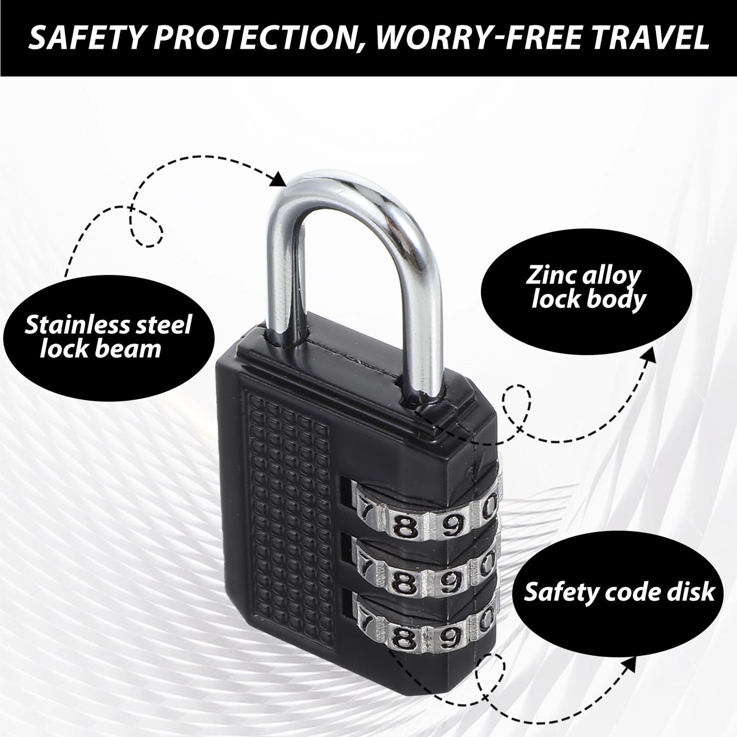 Set of 2 Combination Lock, 4 Digit Padlock, Combination Code, Weatherproof, Robust, Suitable for Schools, Lockers, Sheds, Gym, Gym, Lockers, Suitcase Lock