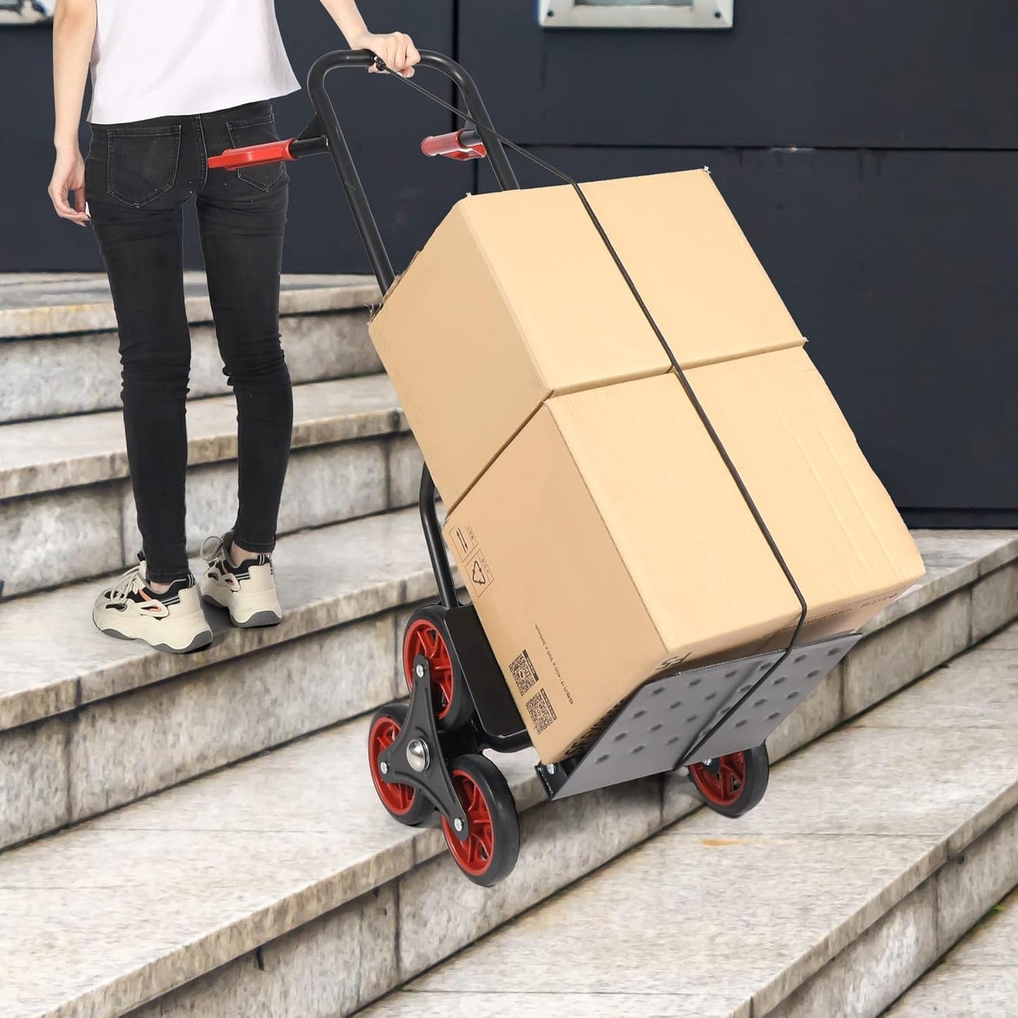 CROWN CTT-SA150 Stair Climber Hand Truck Dolly, Cart for Shopping, Heavy Duty Stair Climber Dolly with Adjustable Telescoping Handle，6 Durable Rubber Wheels by circle tools