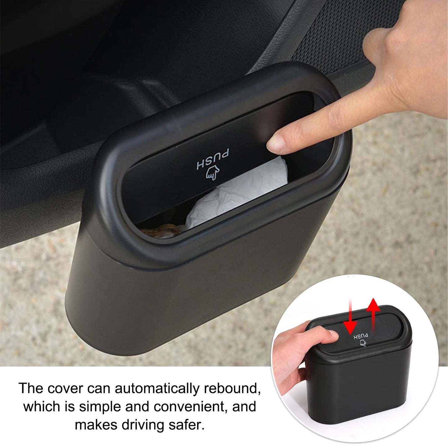 kingsea Car Trash Can,Vehicle Mini Garbage Can Leakproof Garbage Organizer Hanging Storage Box for Auto Front Back Seat Accessories,Home,Office (2)