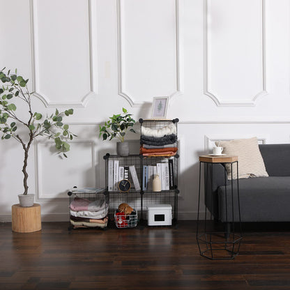 YCOCO 6 Wire Storage Modular Cubes, DIY Metal Grids Closet Organizer - Black