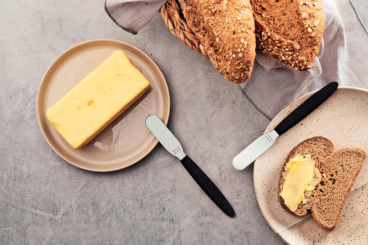 Ipanema Butter Spreader Set, 6-Piece Stainless Steel Blades with Black Polypropylene Handles, Durable and Rust-Resistant, Ideal for Spreading Butter, Jam, and Cream Chee