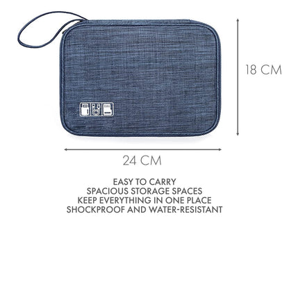 Woodland Leathers Cable Bag and Cable Organiser Bag is a Travel Essentials Electronics Travel Organizer for Chargers, Cables, USB Drive, SD Card, Power Bank and Hard Disk with Handle (Grey)