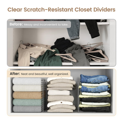 Clear Acrylic Shelf Dividers for Closet Organization 8 Pack, Heavy-Duty, Adjustable Separators for Clothing, Purses & Linens, for Bedroom & Wardrobe