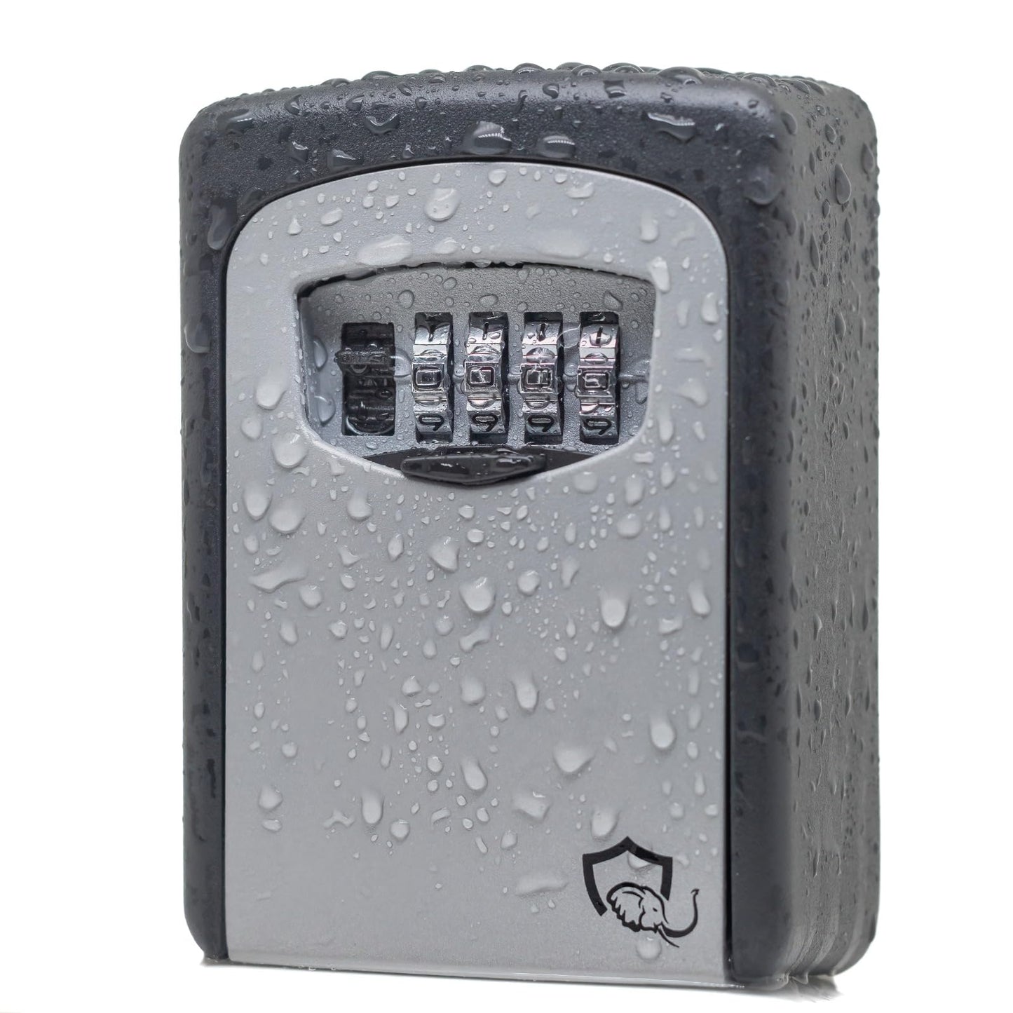 WERKGUT® Key Safe with Number Code (4 Digits) | Secure Key Safe for Storing Keys | Weatherproof Key Box with Code for Outdoor and Indoor Wall Mounting (Silver)