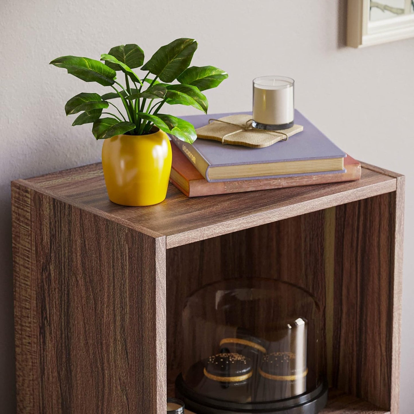 3-Tier Modern Cube Bookcase and Storage Unit, Versatile Display Shelf in a Rich Walnut Color, Perfect Freestanding Furniture for the Living Room, Office, or Bedroom