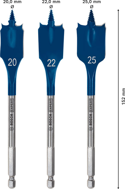 Bosch Professional 3 pc. Expert SelfCut Speed Spade Drill Bit Set (for Softwood, Chipboard, Ø 20-25 mm, Accessories Rotary Impact Drill)