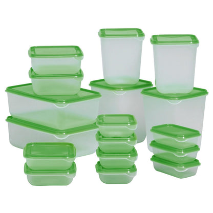 Ikea pruta food container 601.496.73, set of 17, green