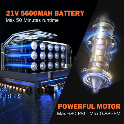 Occuwzz® 48V Cordless Portable Washer Electric High Pressure Cleaner Machine with Rechargeable Battery,Foam Bottle,Nozzles Hose for Washing Cars, Watering Flowers, Cleaning Floors