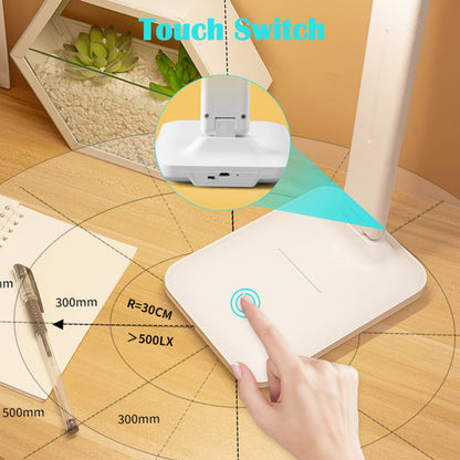 Xkimos LED Table Lamp, Touch Eye Protection Reading Desk Lamp, Charge And Plug Available, 3 Levels Color Temperature, Natural Light Anti-Blue Light No Flicker,Suitable For Office, Dorm,Study (White)
