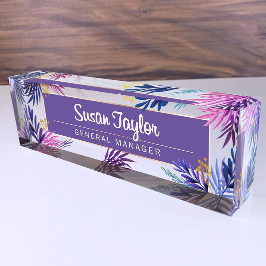 Best Media, Personalized Name Plate for Desks (20x3x6 cm), Custom Desk Name Plate with Name and Credentials, Office Desk Decor