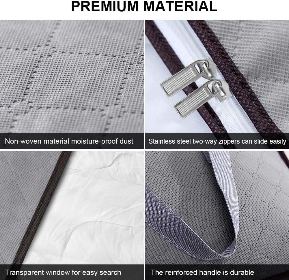 2 Pcs Storage Bag Foldable,Foldable Clothes Storage Bags,Collapsible Storage Bag Organizers,Space Saver Bags,Space Saves Clothes Foldable Clothes Storage Bags for Clothes (Horizontal Style- Grey)