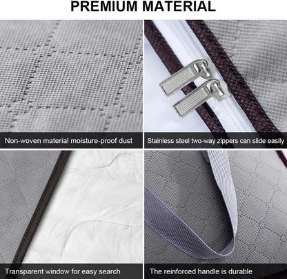 2 Pcs Storage Bag Foldable,Foldable Clothes Storage Bags,Collapsible Storage Bag Organizers,Space Saver Bags,Space Saves Clothes Foldable Clothes Storage Bags for Clothes (Horizontal Style- Grey)