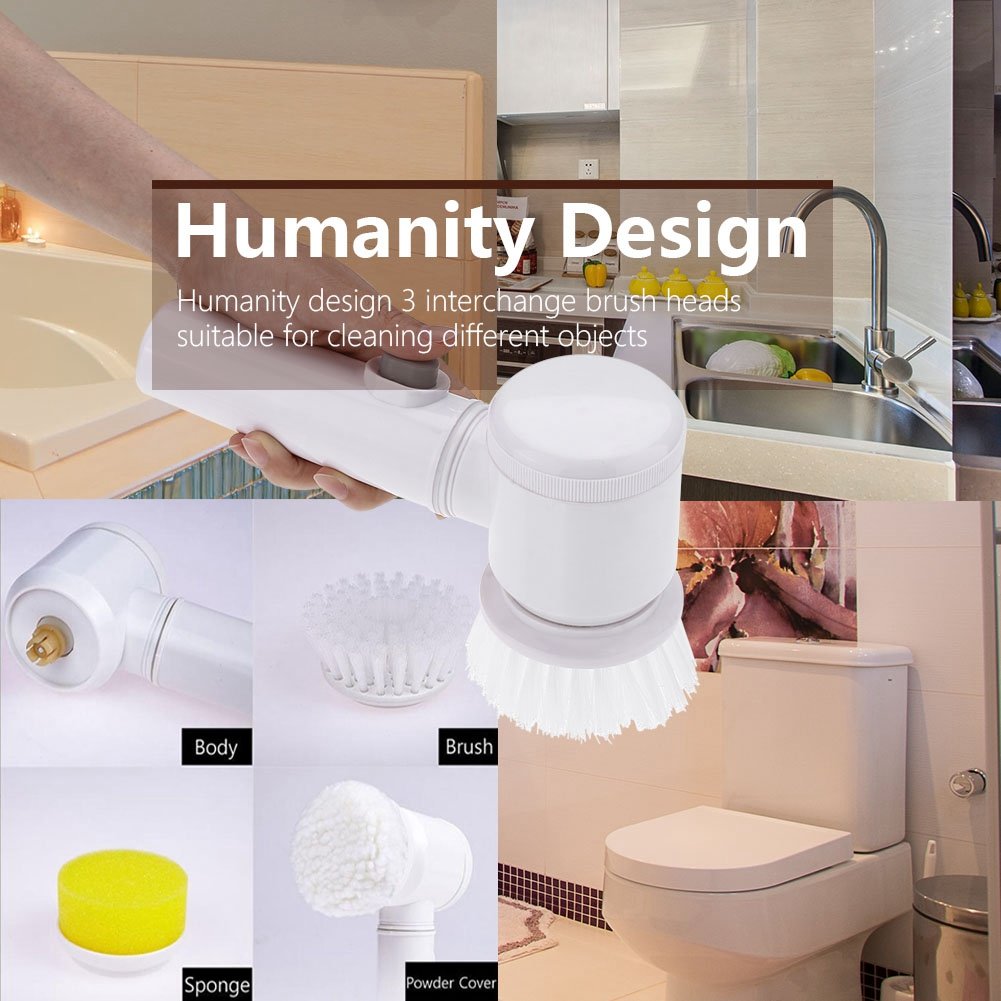 Vikye Electric Cleaning Brush, Battery Powered Cordless Scrubber Brush, Bathroom Cleaning Brush Made of ABS and Nylon for Kitchen Bathtub Shower Bidet