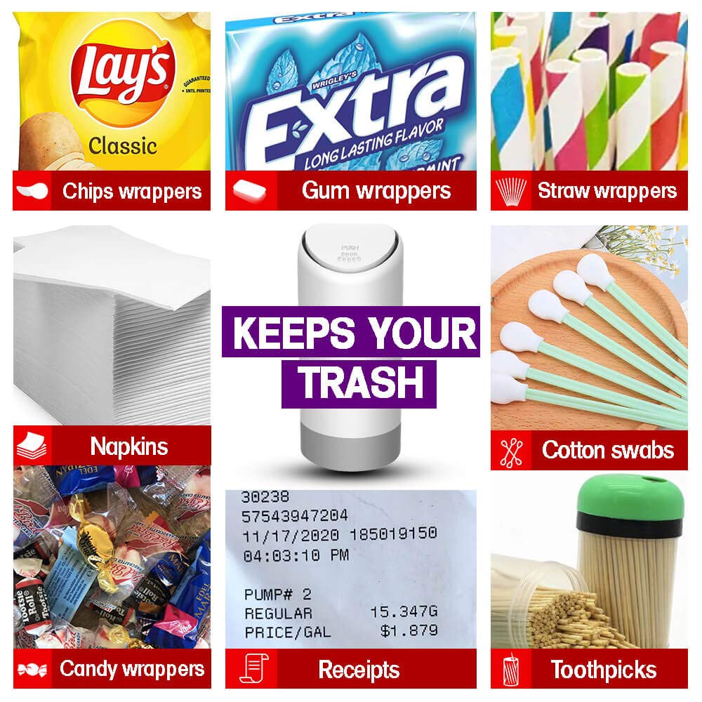 Fiexco Car Trash Can, Mini Silicone Car Accessories with lid, 100% Waterproof Automotive and Bedroom Organizer Garbage Can for Vehicle, Bedroom, and Office (White)