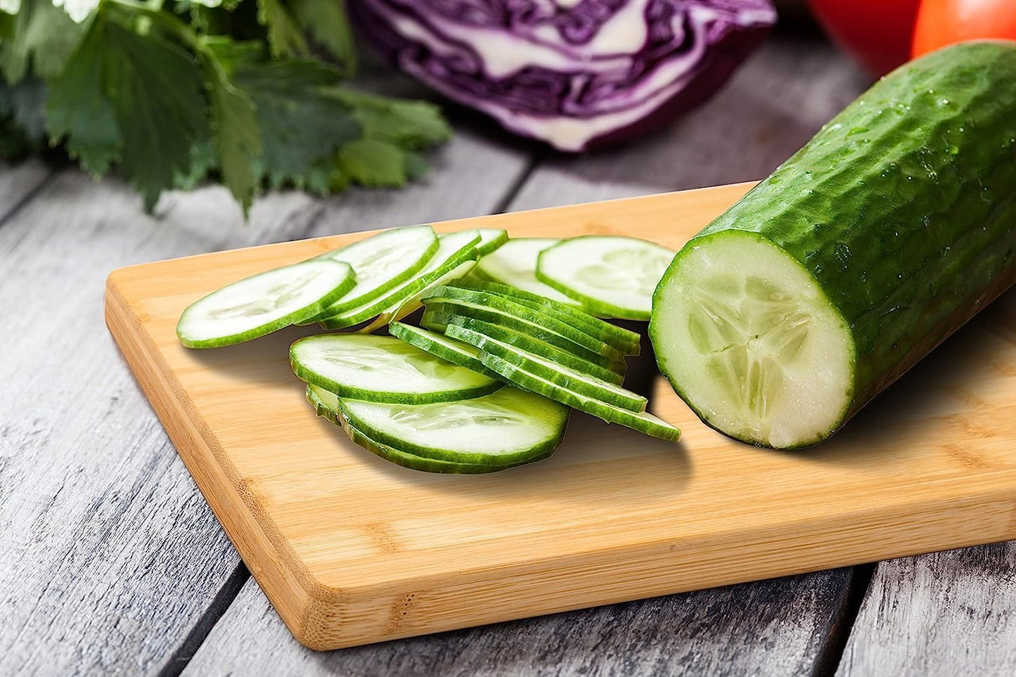 FOMQUAZLI Wooden Bamboo Chopping Cutting Board with Steel Handle Fruits, Vegetables, Fish, Chicken & Meat Cutting Pad for Kitchen Non-Slip Antibacterial Chopping Board (30 * 20CM)