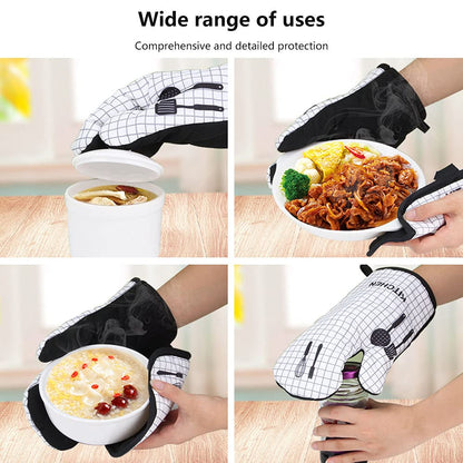 DECARETA Oven Gloves and Pot Holders Set,2 Pcs Heat Resistant Oven Mitts with 2 Pcs Pot Holders,for Cooking Baking BBQ Grill Barbecue Microwave