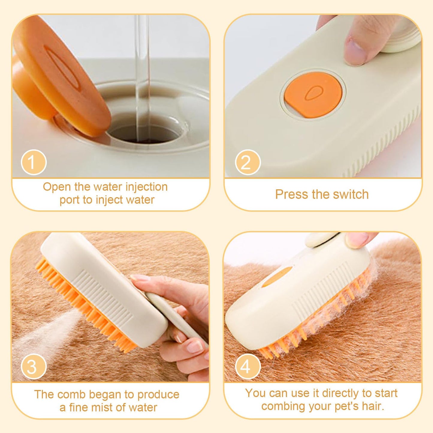 SUFANG Steam Brush for Cats and Dogs, 3 in 1 Brush for Cats with Steam, Steam Brush for Dogs, Steamy Cat Brush for Dogs and Cats Eliminate Unnecessary Dead Hair and Undercoat (B)