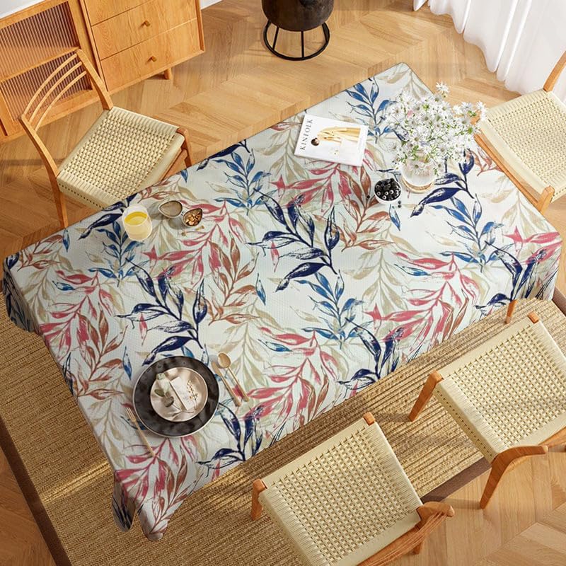 INtex Home Tablecloth, Linen Velvet Fabric, Soft Comfortable Material for Living Rooms Kitchens Bedrooms and Special Occasions, Elegant Table Cover - 130 x 200 cm - 1 Pc - Café x Warm Orange