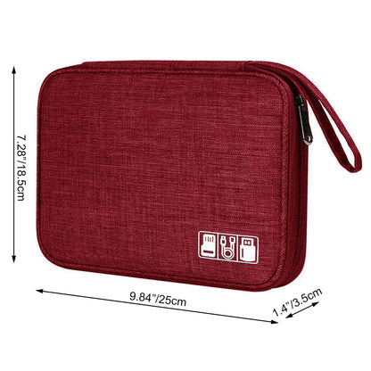 Electronic Organizer Travel Cable Organizer Bag Digital Accessories Storage Case with Dividers for Hard Drives, Portable Charger, Cables, Phone, USB, SD Card(Wine Red)