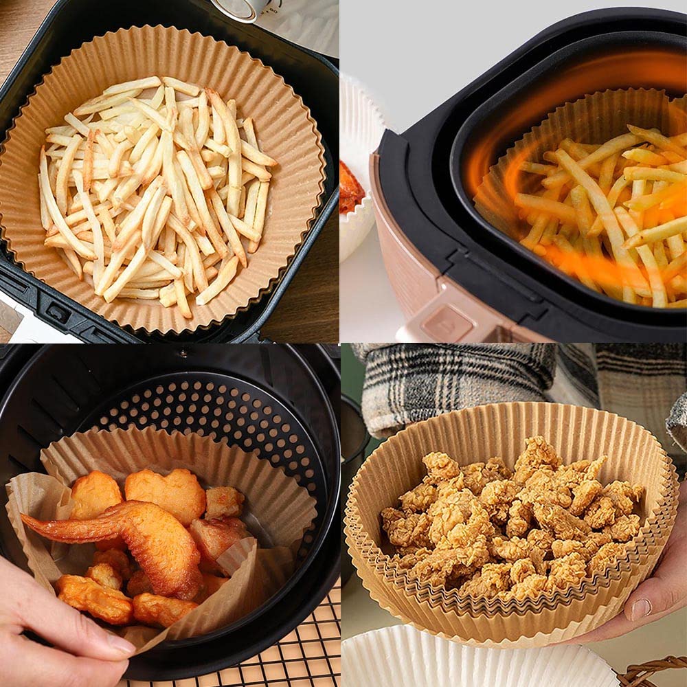 100Pcs Air Fryer Disposable Paper Liner 6.3 inch Round Parchment Paper Liners Oil-Proof Non-Stick Paper Towel High Temperature Resistant Baking Oil-Absorbing Paper for Baking Microwave Oven Fry