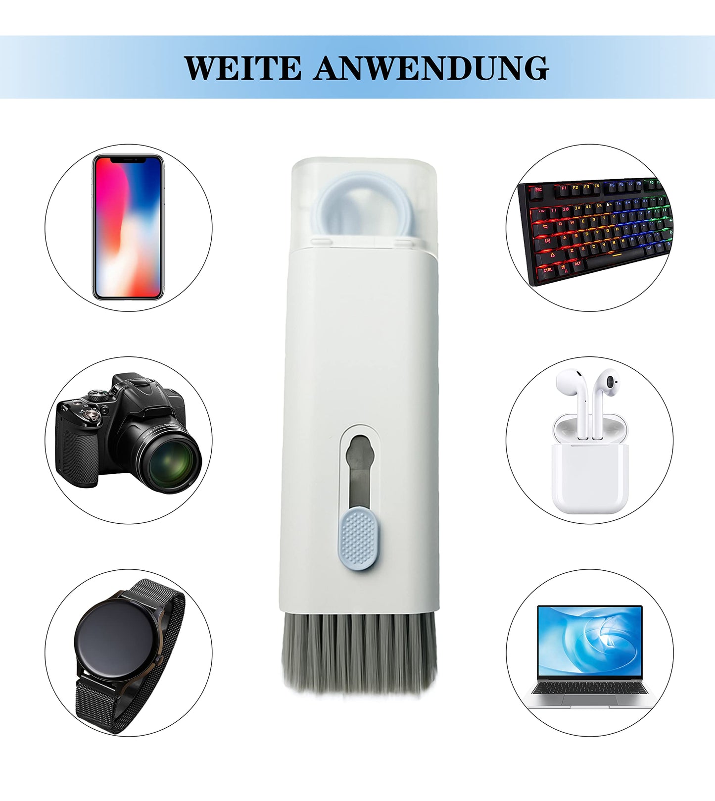 CX&LL 7-in-1 Cleaning Brush Set - Universal Keyboard Cleaner, Multifunctional Cleaning Kit for Smartphone, Airpods, Laptop, Camera - Blue