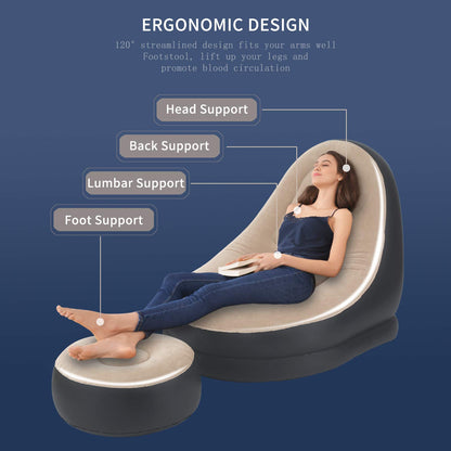 EchoSmile Inflatable Leisure Sofa, Family Inflatable Lazy Sofa, Folding Lounger Sofa with Inflatable Foot Cushion
