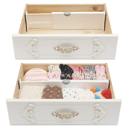 Set of 4 Adjustable Dresser Drawer dividers Organizers, Plastic Expandable Drawer Organization Separators for Kitchen, Bedroom, Closet, Bathroom, Clothing, Cabinet, Clothes, Underwear, Office, X-Large