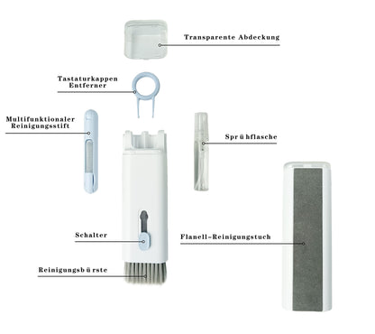 CX&LL 7-in-1 Cleaning Brush Set - Universal Keyboard Cleaner, Multifunctional Cleaning Kit for Smartphone, Airpods, Laptop, Camera - Blue