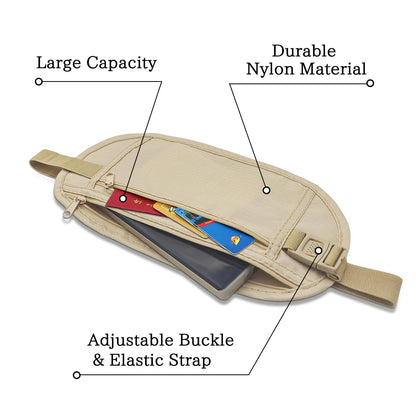 2 Pieces Waist Bag, Belt Bag for Travel Hidden Secret Wallet Hidden Under Clothes Anti-Theft Passport Wallets for Men Women Adjustable Elastic Bumbags for Ladies for Cell Phone Passport Cash