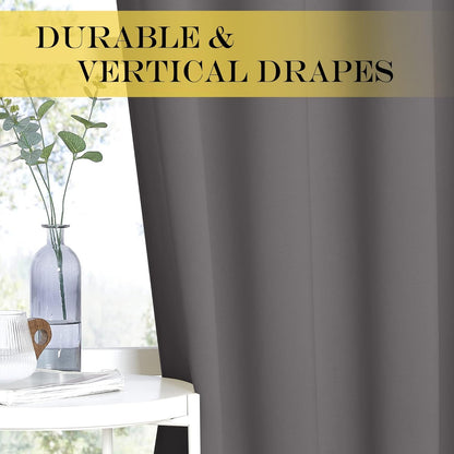 INtex CURTAINS HOUSE Blackout Curtains - Soft Peachy Texture Thermal Insulating Curtains-Silver Steel Grommets Blackout For Living Rooms And Bedrooms - Single Panel 135W X 230L CM Black