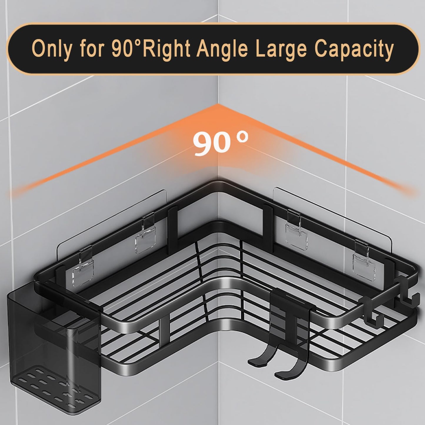 ZVZM Shower Caddy Corner, Bathroom Storage Accessory 5 Pack, Bathroom Shelf No Drill with 4 Hooks, Shower Shelf Storage, Shower Corner Shelves, Shower Bathroom Shelves for Bathroom.