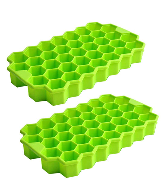2 Pack Silicone Ice Cube Trays Flexible Easy to Open Ice Cube Trays 37 Cavities Stackable Small Square Ice Cube Trays Food Grade for Freezer Drinks Reusable