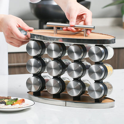 Spice Rack Set with 12 Spice Jars, 3 Tier Kitchen Spice Tower Organizer for Cabinet, Seasoning Spice Jars with Spice Labels for Countertop, Pantry, Cupboard, 9.5" H x 5" W x 11.5" L