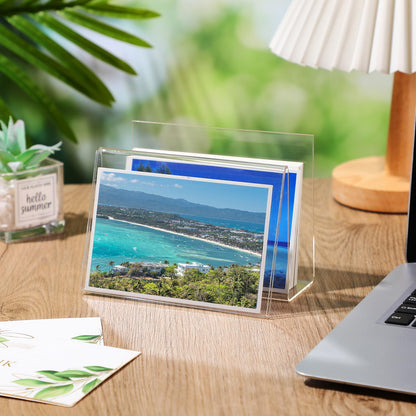 Clear Acrylic Postcard and Business Card Holder Set, 12 Pcs Display Stands for Index Cards, Greeting Cards, and Office Desk Organization