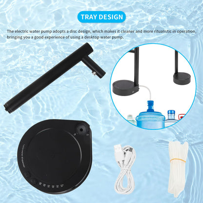 Gugxiom Intelligent Desktop Water Bottle Dispenser, Smart Table Water Dispenser with 6 Speeds, Portable Removable 5 Gallon Electric Automatic Water Dispenser for Home, Office, O (Black)