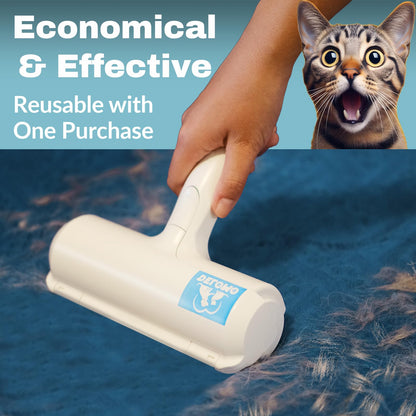 Pet Hair Remover - Lint Roller for Dog and Cat Hair - Easy-to-Use Hair Cleaner for Couch, Furniture, Carpet, Car Seat, and Clothing - Durable and Reusable - White