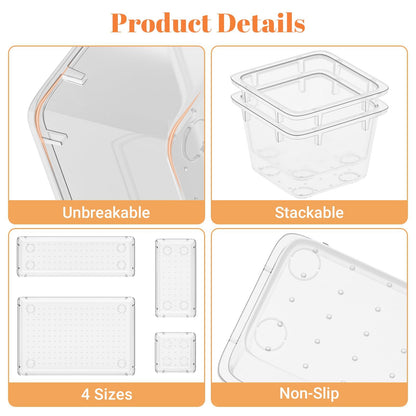 SpaceHacks 15 PCS Clear Plastic Drawer Organizer Set, 4-Size Acrylic Drawer Storage Trays, Storage Bins for Makeup, Gadgets, and Jewelry in Bathroom, Bedroom and Office, Clear