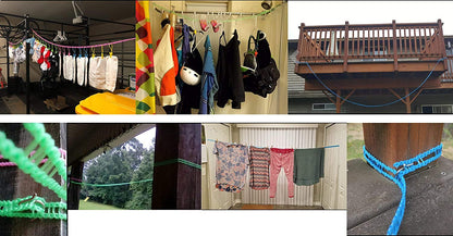 Newraturner 3Pack Nylon Clothesline Windproof Clothes Drying Rope Travel Clothes Line Portable Laundry Line Hanger Rope for Indoor Outdoor Camping Home Hotel