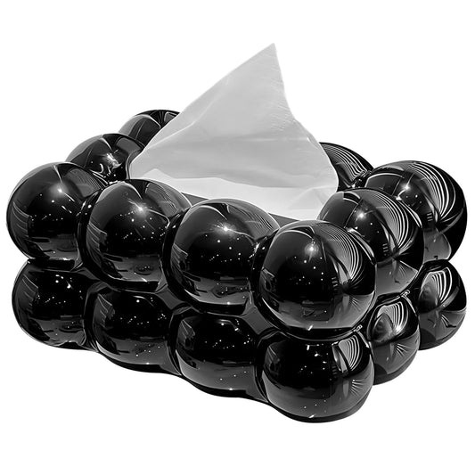 Embhlitfe Marshmallow Tissue Organizer Bubble Tissue Box Tissue Dispenser Rectangular Tissue Holder for Car Bathroom Table Party Home Office Restaurant (Black)