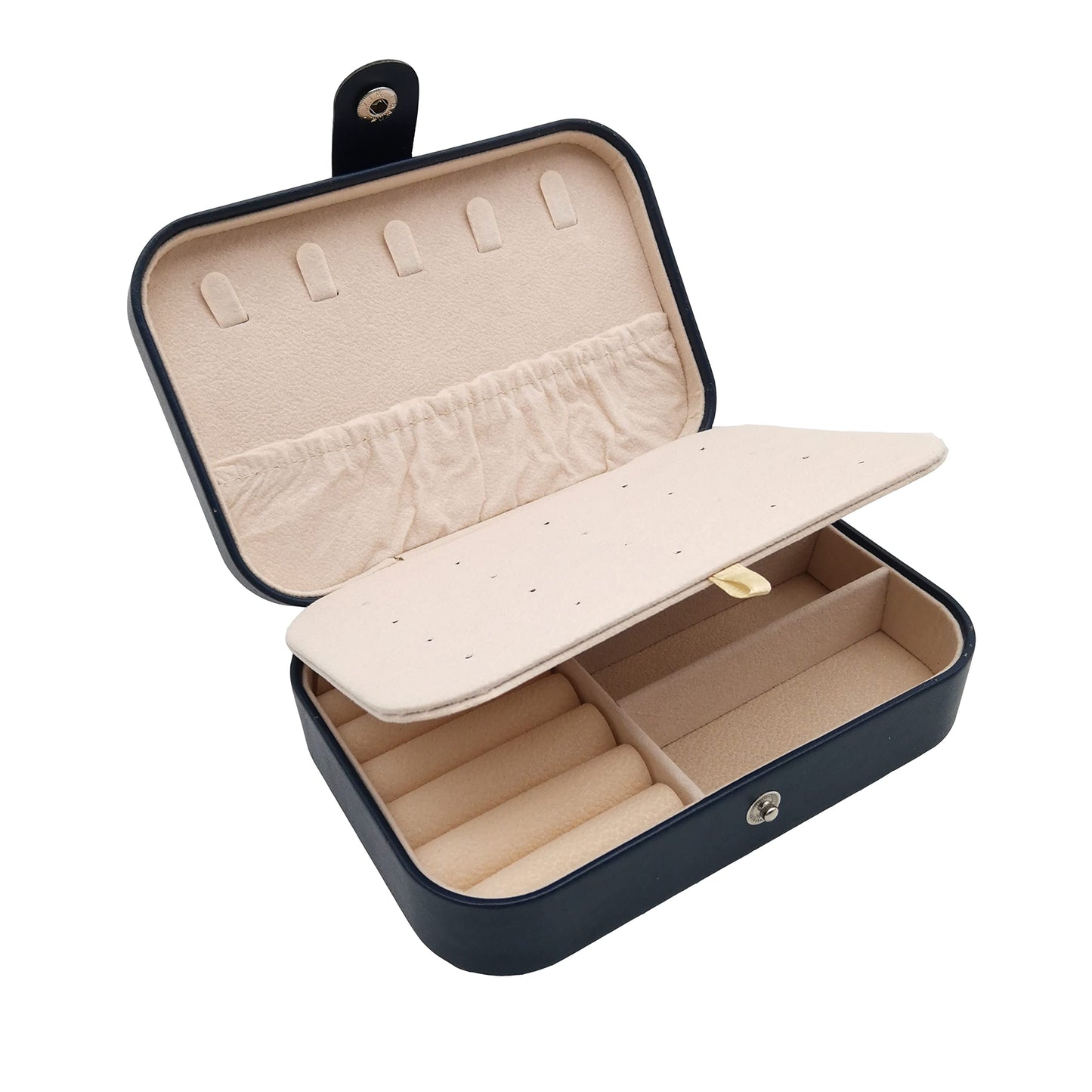 Small jewelry box for women girls, PU leather Travel Jewelry Organizer Case, Portable Jewellary Storage Holding Display for Ring Earrings Necklace Bracelet Watch Men Kids Gift (blue)