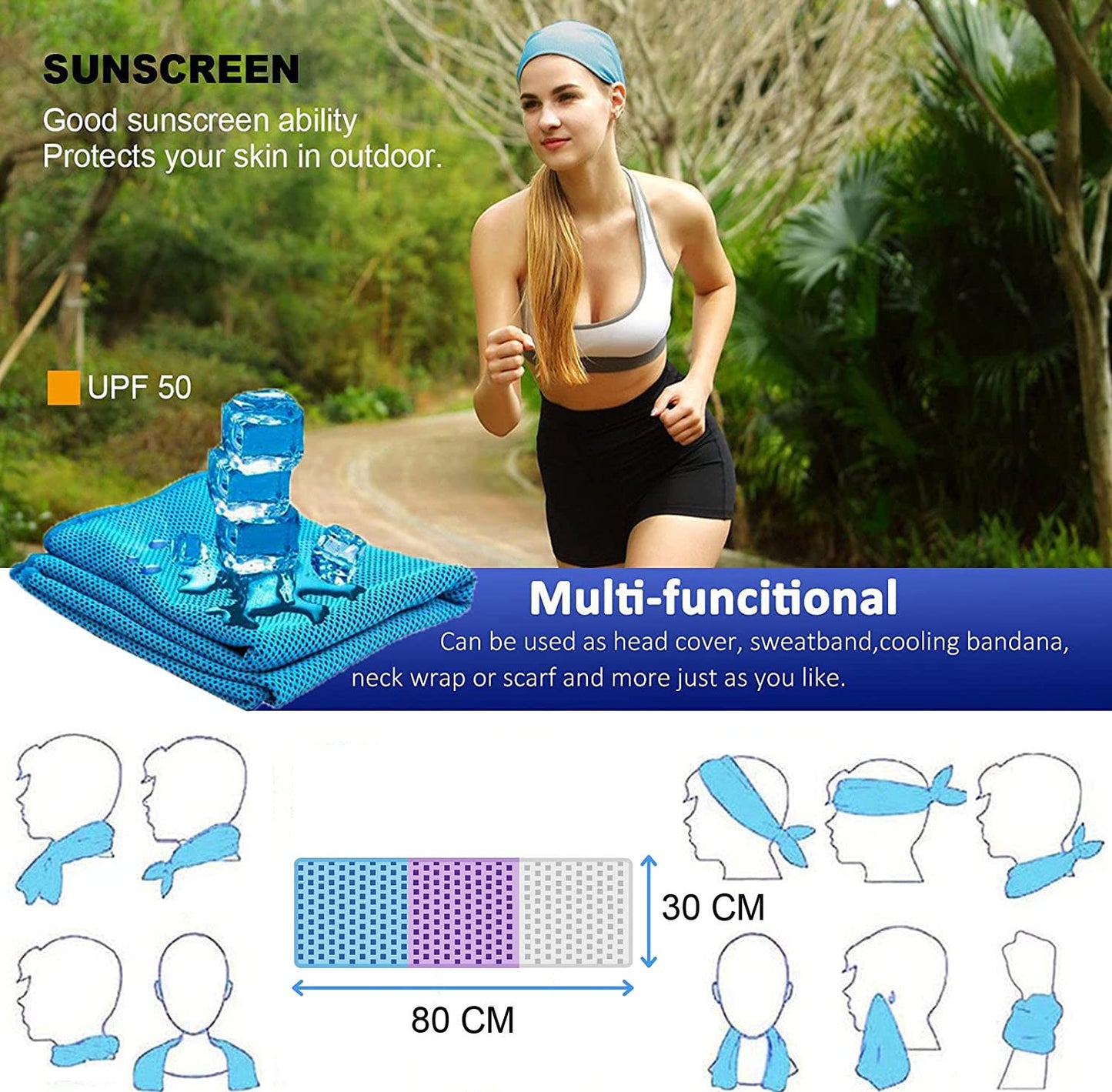 Cooling Towels 6 Pack - Lightweight Microfiber Towel for Gym, Workout, Sport & Sweat - Quick Dry Towel for Body, Neck & Face During Work, Travel, Camping, Swimming, Beach, Hot Weather for Men & Women