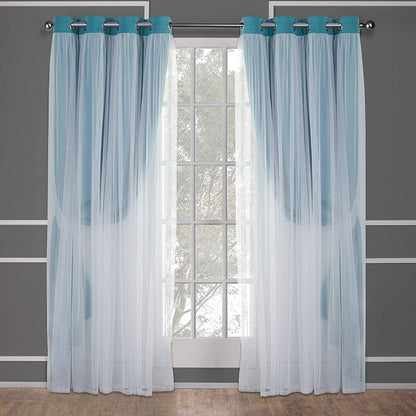 INtex CURTAINS HOUSE Sheer Voile Curtain Panel with Blackout Lining and Steel Grommets Light Filtering Room Darkening 1 Piece for Living Room or Bedroom (150W x 265L CM, Navy)