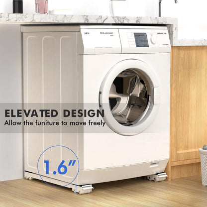 Furniture Dolly Mobile Roller, Extendable Appliance Rollers Mobile Washing Machine Base, Fridge Stand Moving Cart for Washing Machines, Refrigerators, Dryers, Dishwashers, White