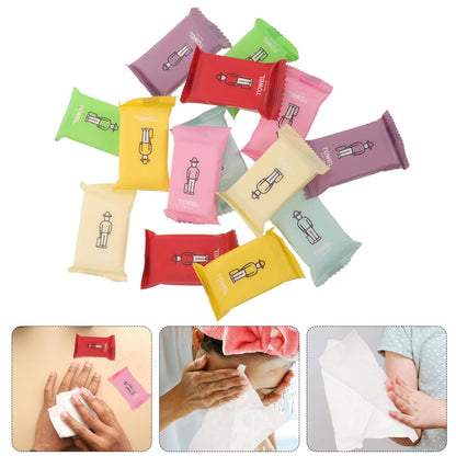 FOMIYES 14pcs Compressed Towel Tablets, Portable Travel Washcloth Disposable Towel Portable Face Towel Camping Towel for Camping Hiking Backpacking or Traveling